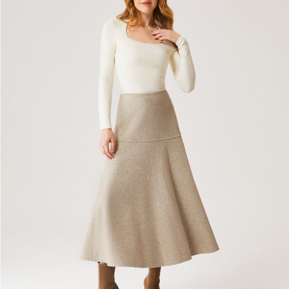 OGL Taupe A-Line Midi Skirt